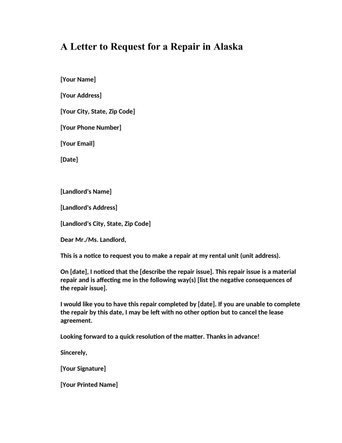 How Long Does A Landlord Have To Fix Something In Alaska?